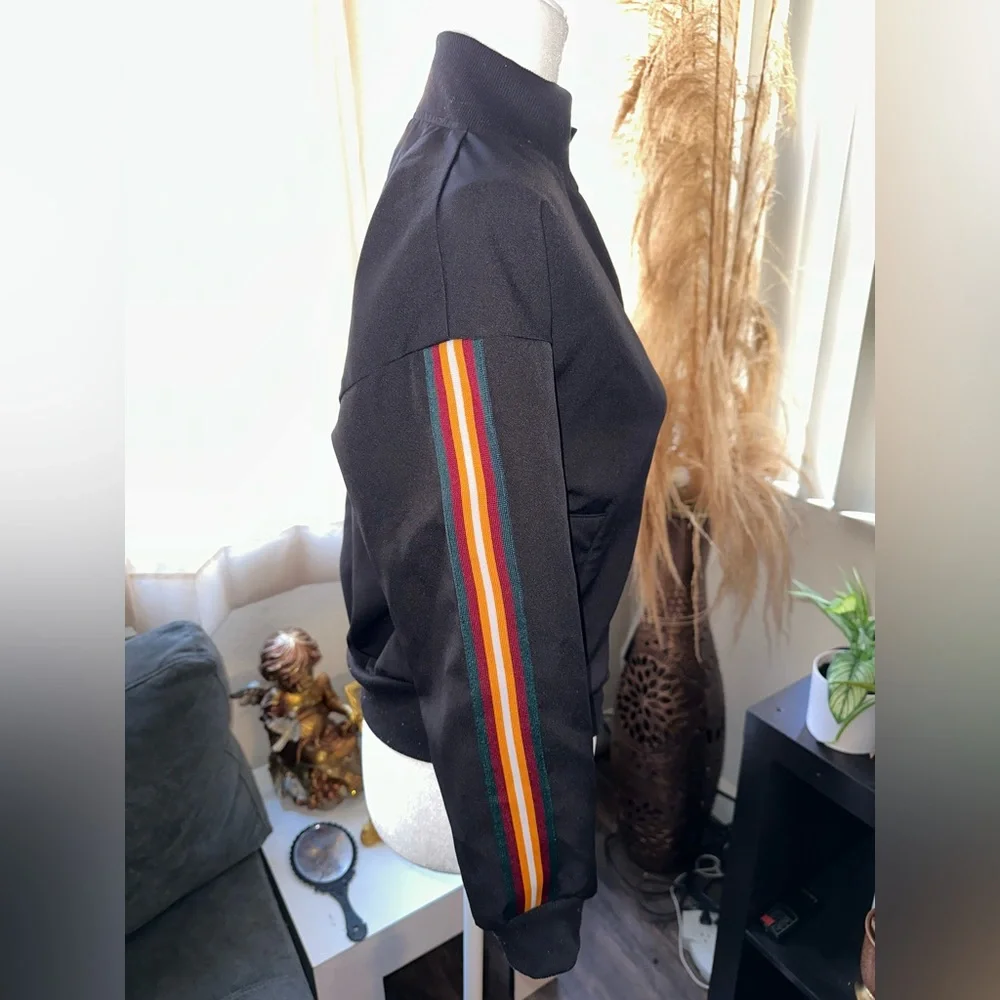 Black Jacket with Red Green Orange White stripes size S - Picture 13 of 15